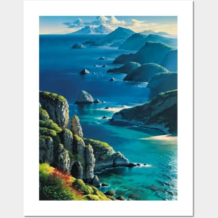 Overlook of an Ocean from a Cliffside Posters and Art